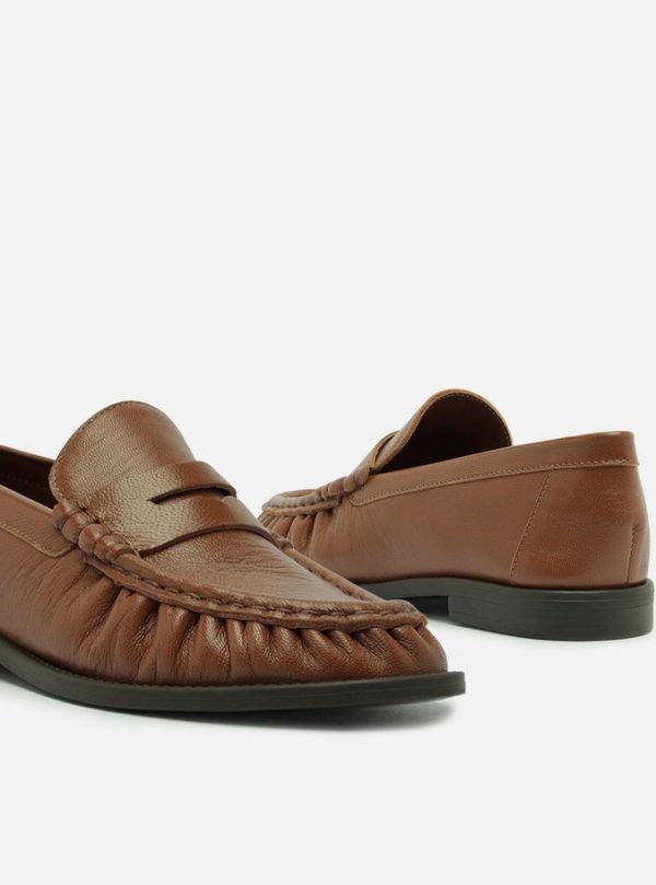 Mocassim Marrom Warm Couro Franzido Tira - Imagem 3