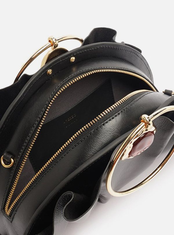 Bolsa Clutch Preta Couro Pequena Pedra - Imagem 3
