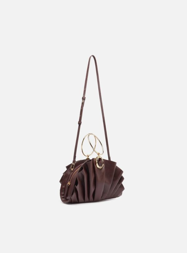 Bolsa Clutch Marrom Couro Pequena Pedra - Imagem 3