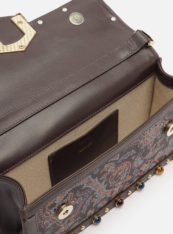 Bolsa Tiracolo Marrom Couro A001 Média Paisley - Imagem 3