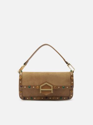 Bolsa Tiracolo Marrom Couro A001 Média Pedras