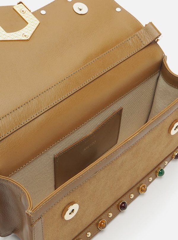 Bolsa Tiracolo Marrom Couro A001 Média Pedras - Imagem 2