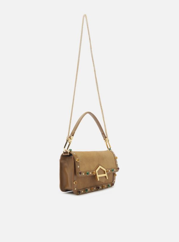 Bolsa Tiracolo Marrom Couro A001 Média Pedras - Imagem 3