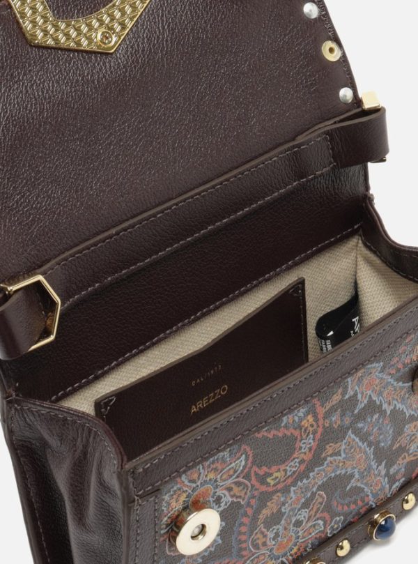Bolsa Tiracolo Marrom Couro A001 Pequena Paisley - Imagem 3