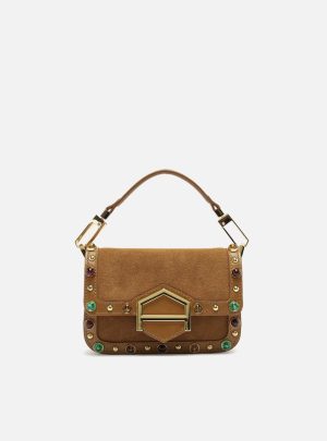 Bolsa Tiracolo Marrom Couro A001 Pequena Pedras