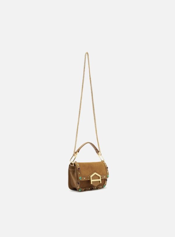 Bolsa Tiracolo Marrom Couro A001 Pequena Pedras - Imagem 3