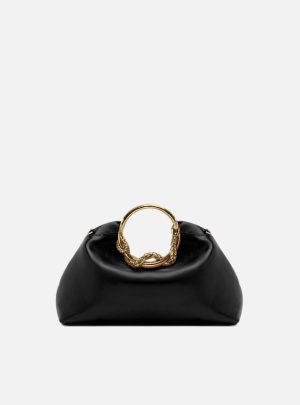 Bolsa Tiracolo Média Preta Alça Metal