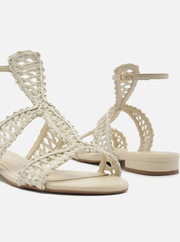 Sandália Rasteira Off-White Tiras Bordadas - Imagem 3