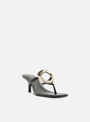 Tamanco Preto Salto Kitten Metal Orgânico