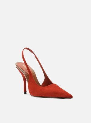 Scarpin Laranja Acamurçado Slingback Salto Alto