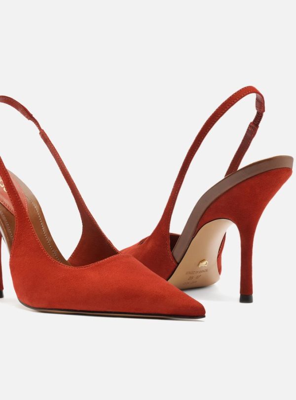Scarpin Laranja Acamurçado Slingback Salto Alto - Imagem 3