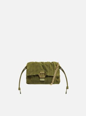 Bolsa Verde Média Alça Dourada