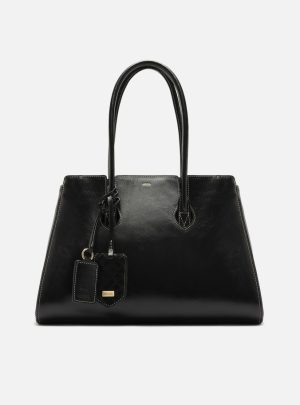 Bolsa Shopping Preta Couro Heritage Grande
