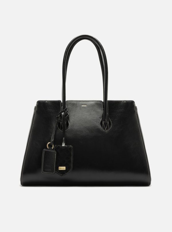 Bolsa Shopping Preta Couro Heritage Grande