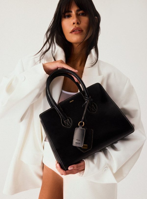 Bolsa Shopping Preta Couro Heritage Grande - Imagem 2
