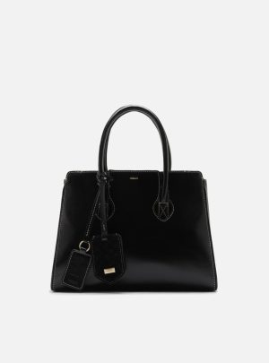 Bolsa Tote Preta Couro Heritage Média