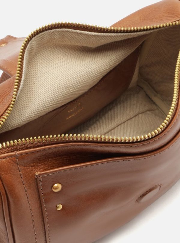 Bolsa Tiracolo Marrom Couro Média Rebites - Imagem 4