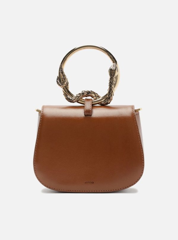 Bolsa Tiracolo Média Marrom Alça Metal