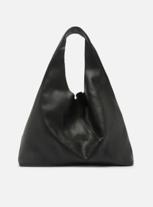 Bolsa Hobo Preta Couro Grande Pouch