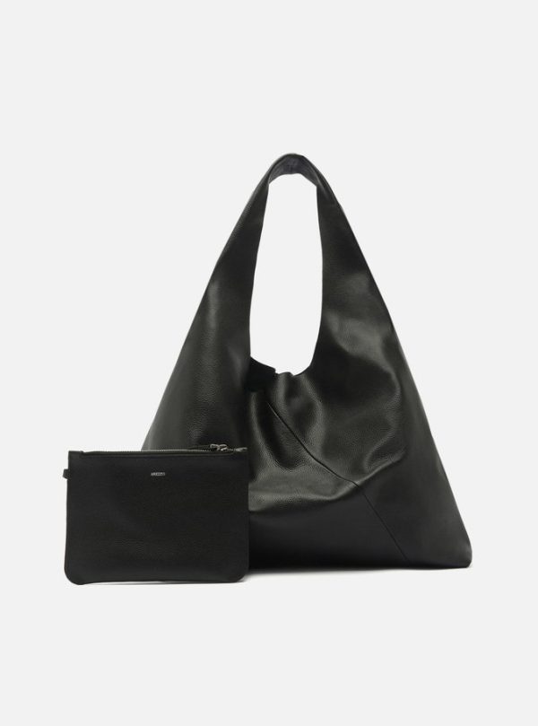 Bolsa Hobo Preta Couro Grande Pouch - Imagem 3