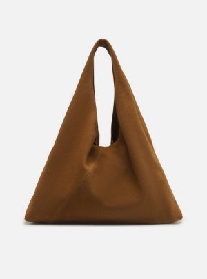 Bolsa Hobo Acamurçada Couro Grande Pouch