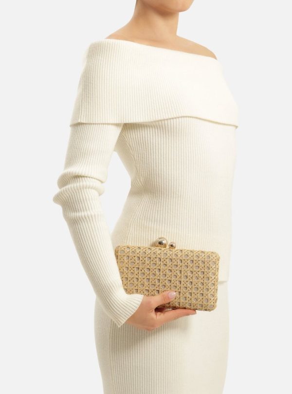 Clutch Bege Palha Sextavada - Imagem 2