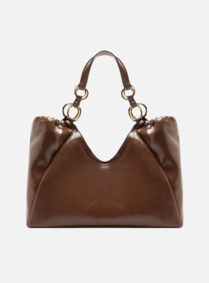 Bolsa Shopping Marrom Grande Argolas