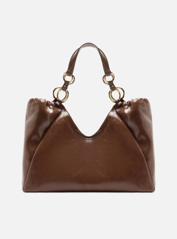 Bolsa Shopping Marrom Grande Argolas
