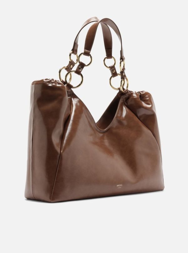 Bolsa Shopping Marrom Grande Argolas - Imagem 3
