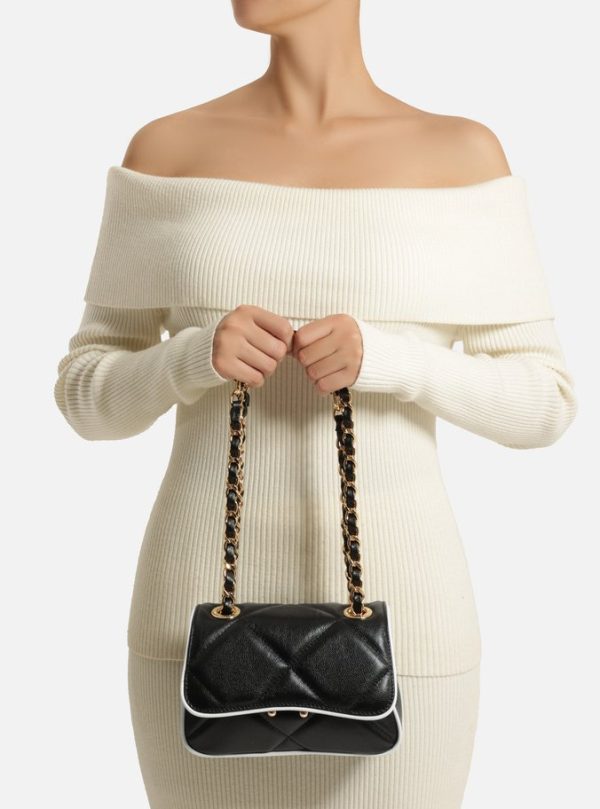 Bolsa Tiracolo Preta Couro Mizz Pequena Duo - Imagem 2