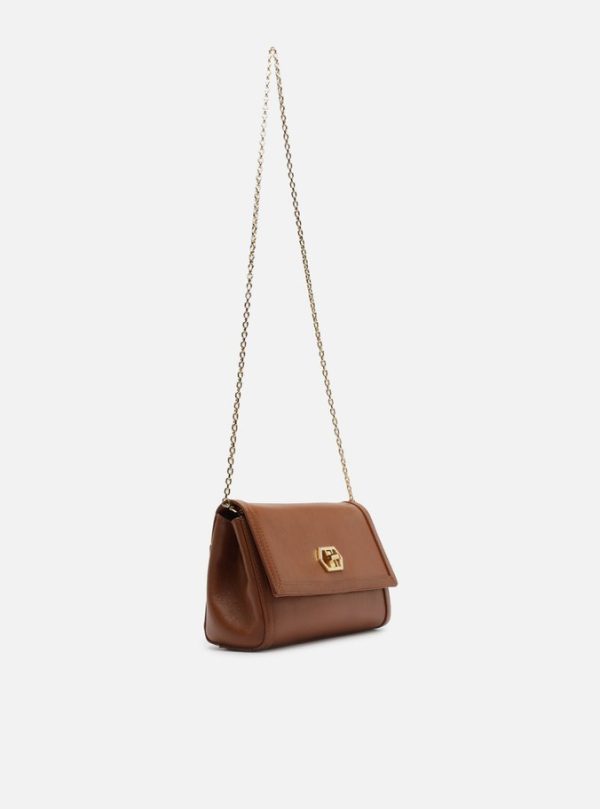 Bolsa Tiracolo Marrom Couro Média Encaixe Metal - Imagem 3