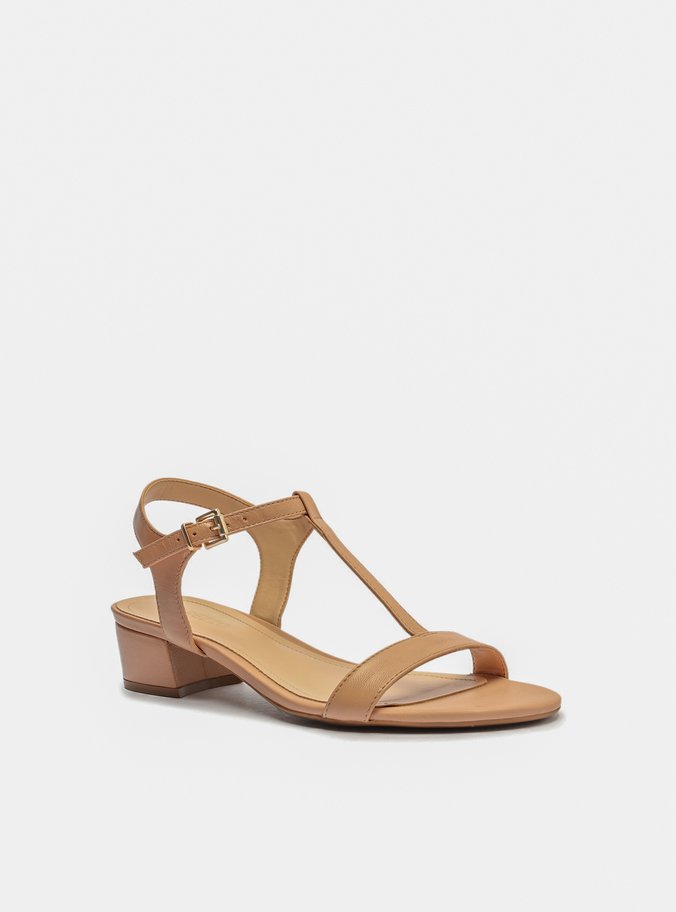 Sandália Nude Salto Baixo Bloco Básica