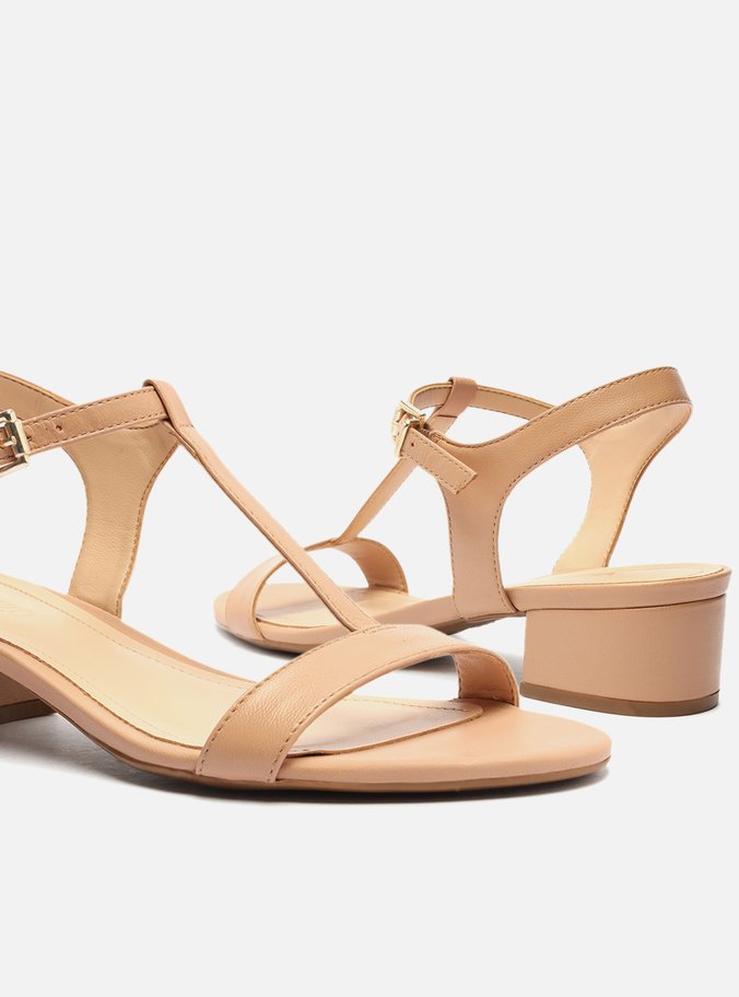 Sandália Nude Salto Baixo Bloco Básica - Imagem 3