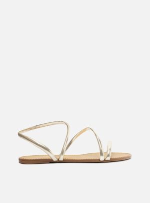 Sandália Rasteira Dourada Tira Curva