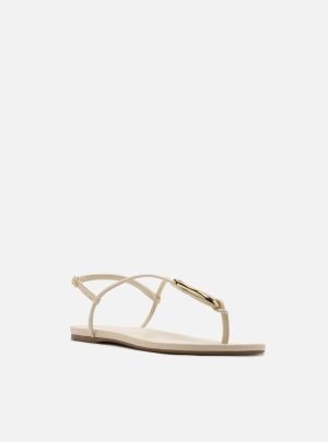 Sandália Rasteira Off White Slim Metal Dourado