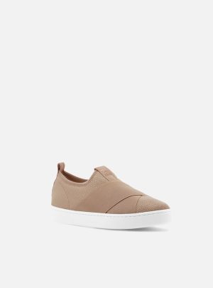 Tênis Slip On Nude Tecido Elásticos