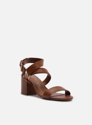 Sandália Marrom Couro Salto Bloco Lenny Niemeyer