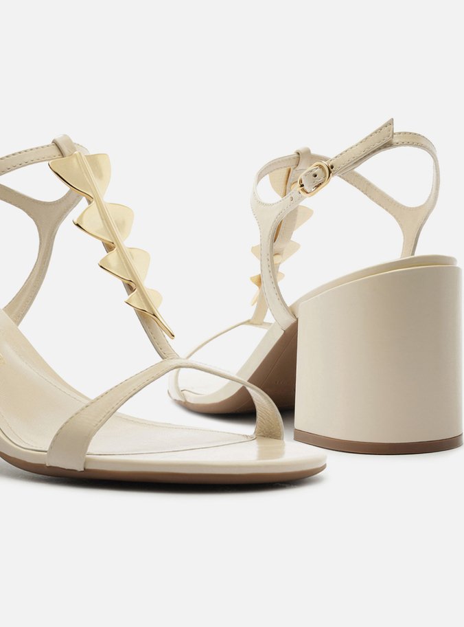 Sandália Off-White Couro Bloco Metais Lenny Niemeyer - Imagem 2