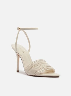 Sandália Branca Salto Fino Tiras Finas