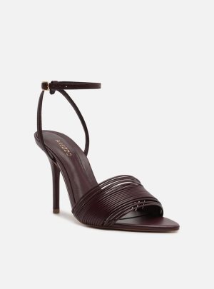 Sandália Bordô Salto Fino Tiras Finas