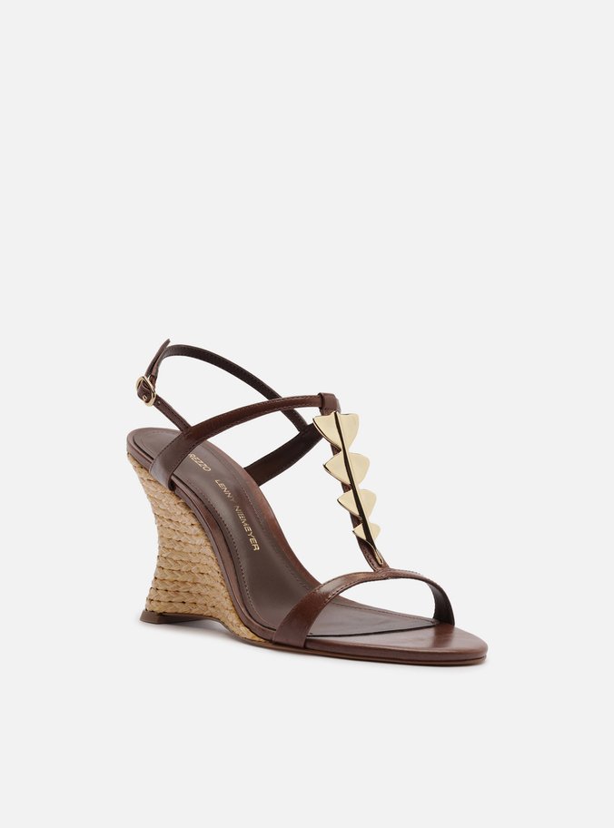Sandália Marrom Couro Anabela Metais Lenny Niemeyer