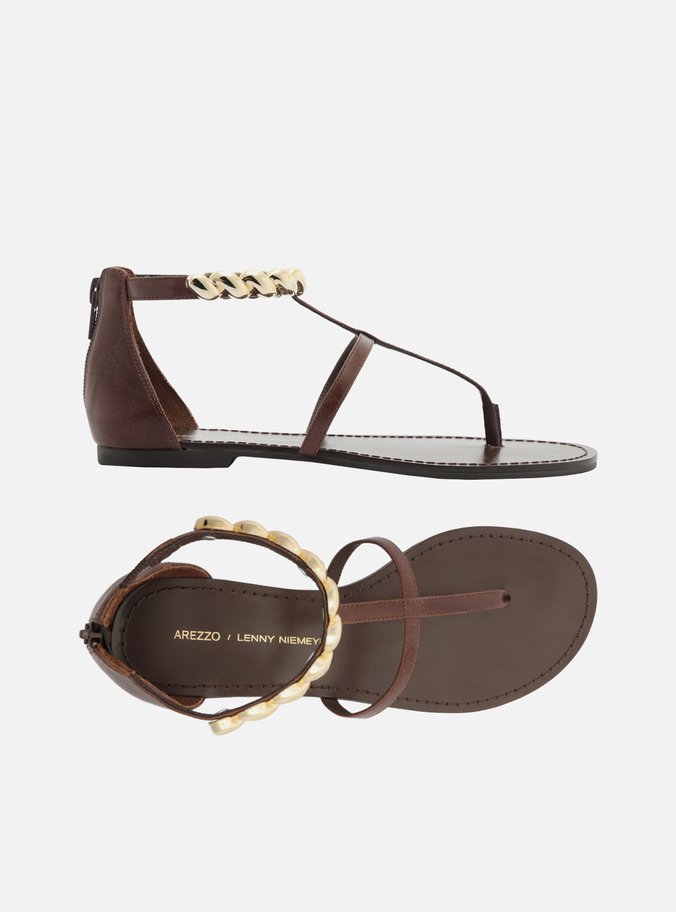 Sandália Rasteira Marrom Couro Lenny Niemeyer - Imagem 2
