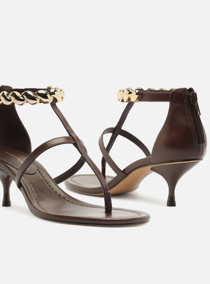 Sandália Marrom Couro Salto Kitten Thong Lenny Niemeyer - Imagem 2