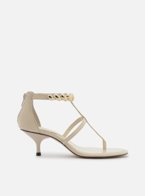 Sandália Off-White Couro Salto Kitten Thong Lenny Niemeyer