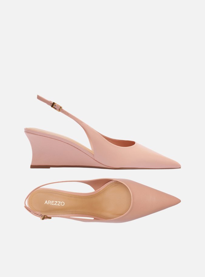 Scarpin Rosa Soft Couro Salto Baixo Anabela Slingback - Imagem 2