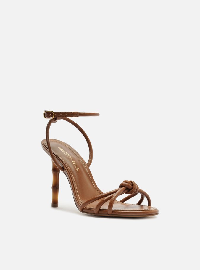 Sandália Marrom Salto Alto Bambu Isla