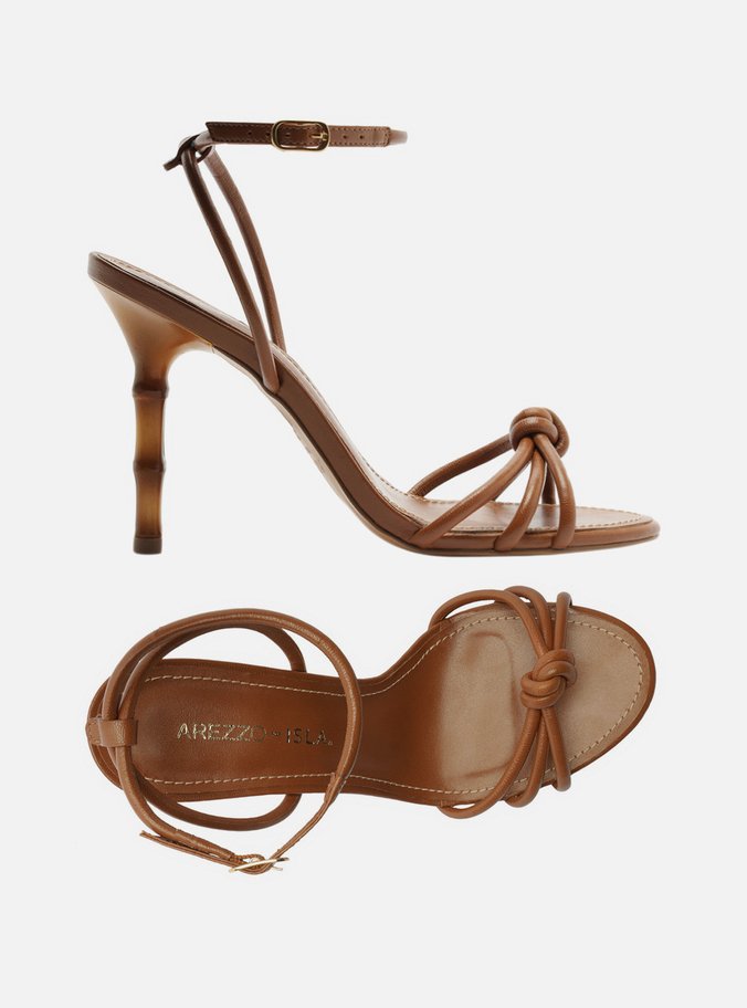 Sandália Marrom Salto Alto Bambu Isla - Imagem 3