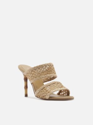 Sandália Palha Salto Alto Bambu Tiras Largas Isla