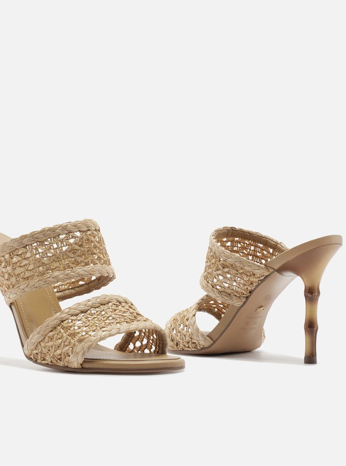 Sandália Palha Salto Alto Bambu Tiras Largas Isla - Imagem 2