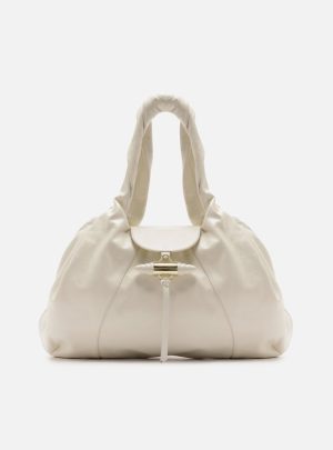 Bolsa Hobo Off-White Couro Grande Tiras Metal